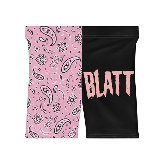 Pink & Black  Paisley Print Biker Shorts