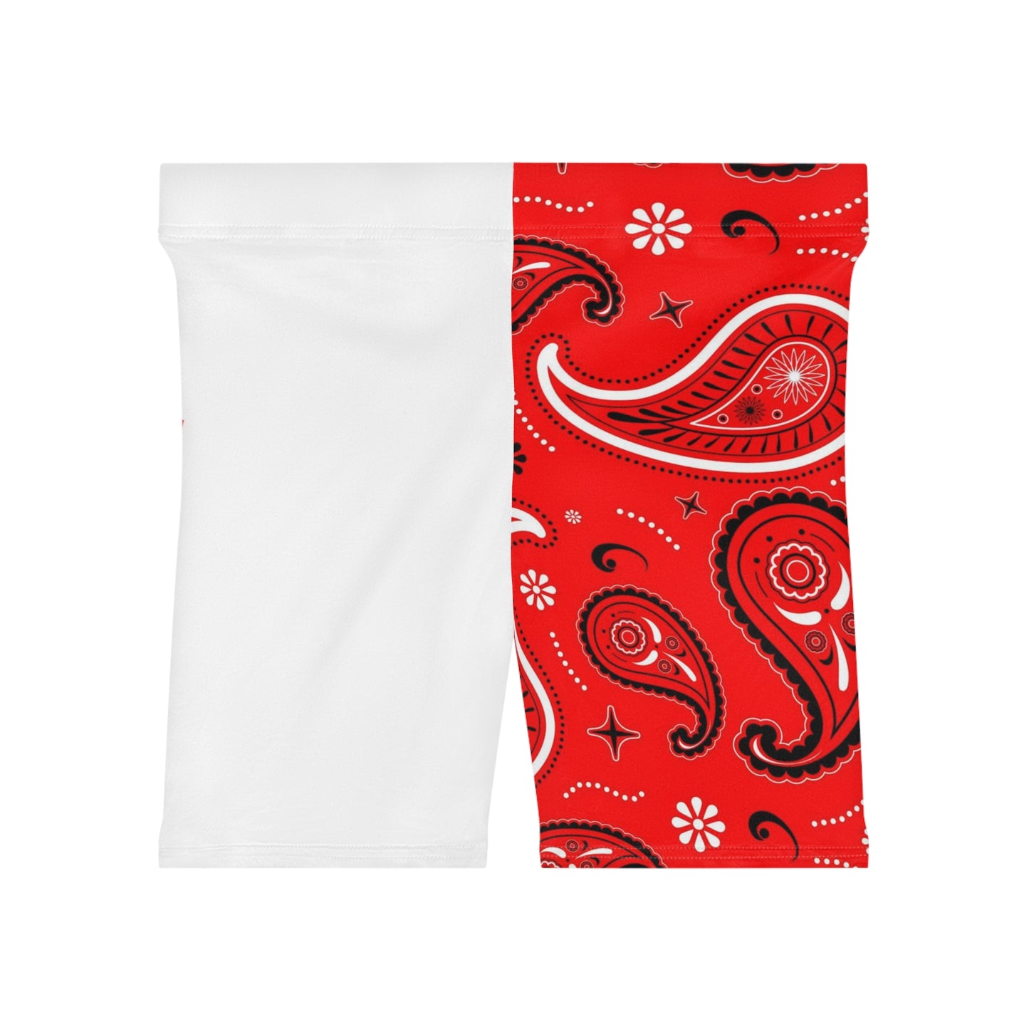 Red & White  Paisley Print Biker Shorts