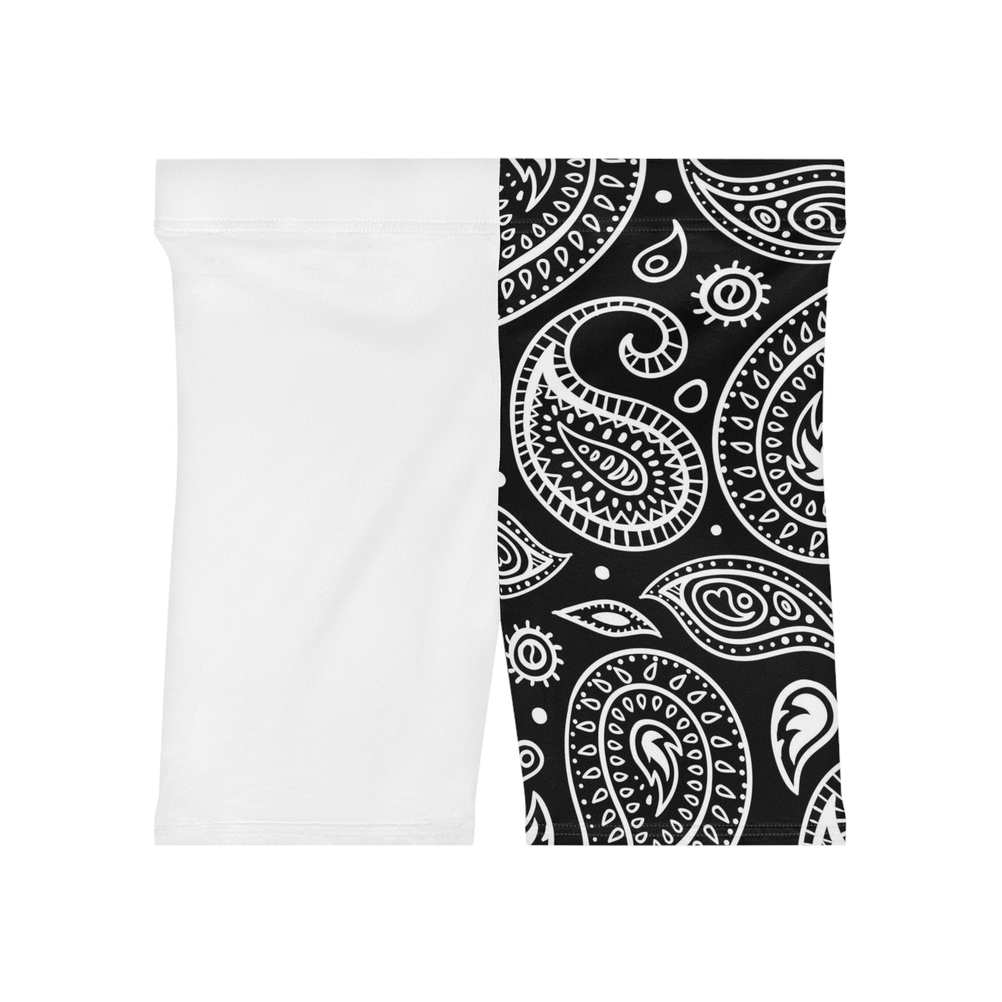 Black & White  Paisley Print Biker Shorts